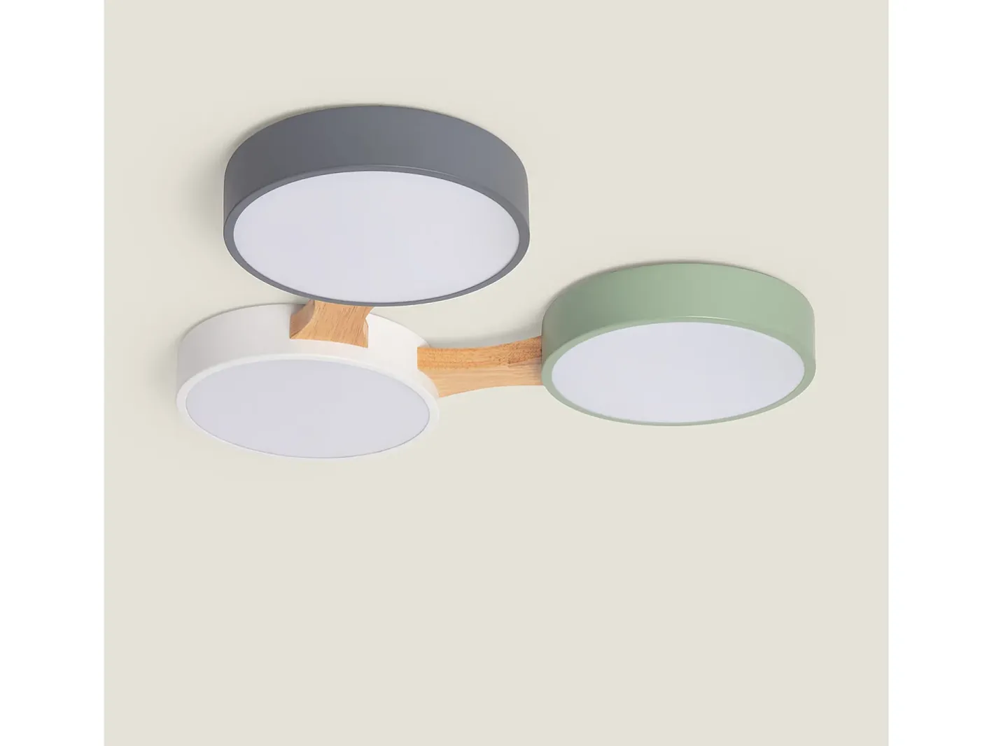 Ledkia Plafón LED 30W Madera y Metal CCT Seleccionable Sams Multicolor Hot