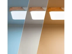 Ledkia Plafón-Plafón LED 30W Rectangular Madera y Metal 625x425 mm CCT Seleccionable Semi-Dari Blanco Multicolor