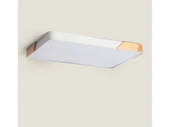 Ledkia Plafón-Plafón LED 30W Rectangular Madera y Metal 625x425 mm CCT Seleccionable Semi-Dari Blanco Multicolor