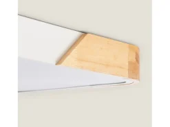 Ledkia Plafón-Plafón LED 30W Rectangular Madera y Metal 625x425 mm CCT Seleccionable Semi-Dari Blanco Multicolor