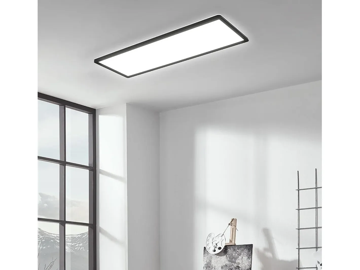 Ledkia Plafón LED 24W Rectangular SwitchCCT Seleccionable 580x200 mm Doble Cara Negro Seleccionable (Cálido-Neutro-Frío) Multicolor Outlet