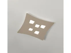 Plafón moderno Isotta 5 luces GX53 gris tórtola - Plafón curvo de metal 50x55cm, diseño geométrico, máx 5x8W, IP20, bombillas excluidas Marru00f3n chocolate