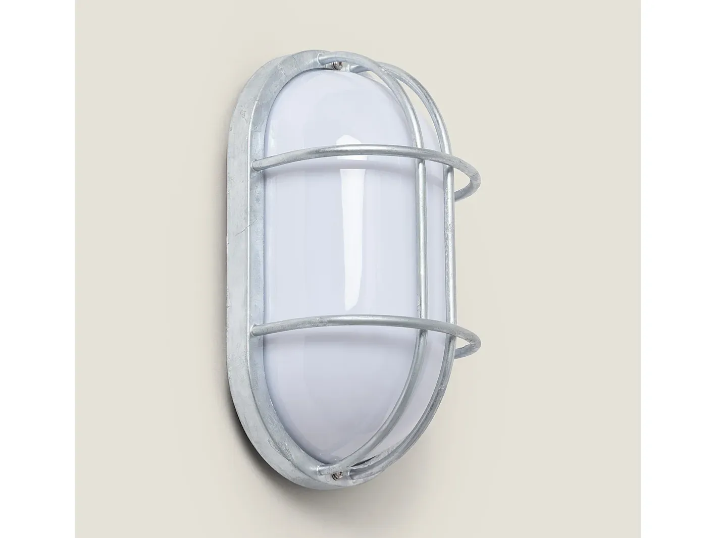 Ledkia Aplique Para Pared-Plafón Oval para Exterior 260x146 mm Fjord Acero Galvanizado Plateado
