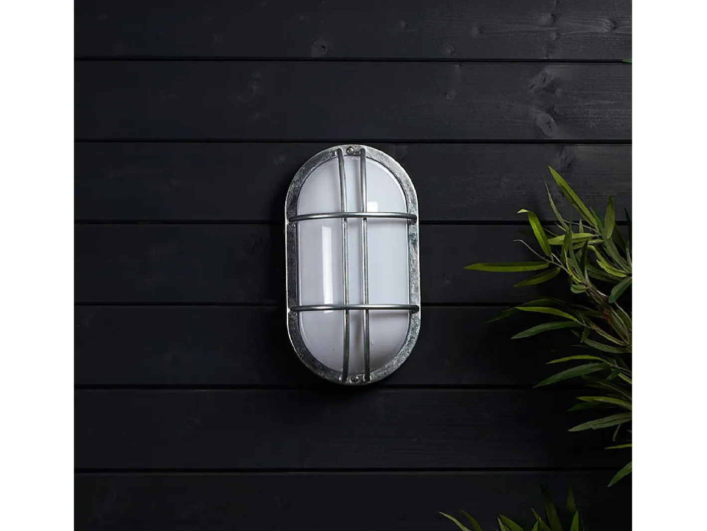 Ledkia Aplique Para Pared-Plafón Oval para Exterior 260x146 mm Fjord Acero Galvanizado Plateado