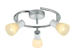 AKUNADECOR Plafón-Plafon Circular De 3 Focos Orientables Modelo Cholo Blanco/cromo Plateado