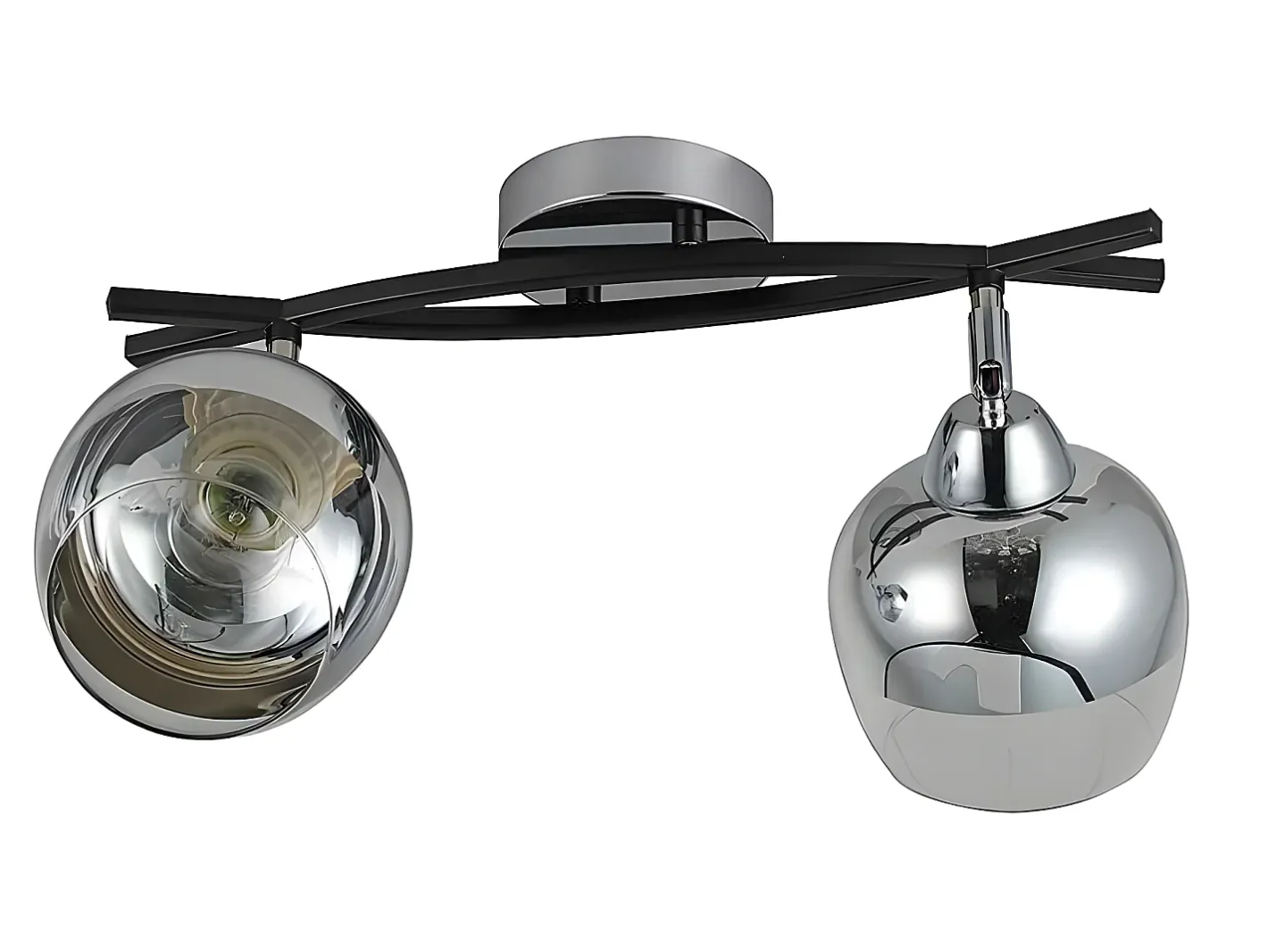 New AKUNADECOR Plafon De 2 Focos Orientables Modelo Denali Cromo Plateado
