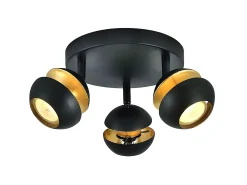 AKUNADECOR Plafon De 3 Focos Para Baño Modelo Beethoven /oro Negro Hot