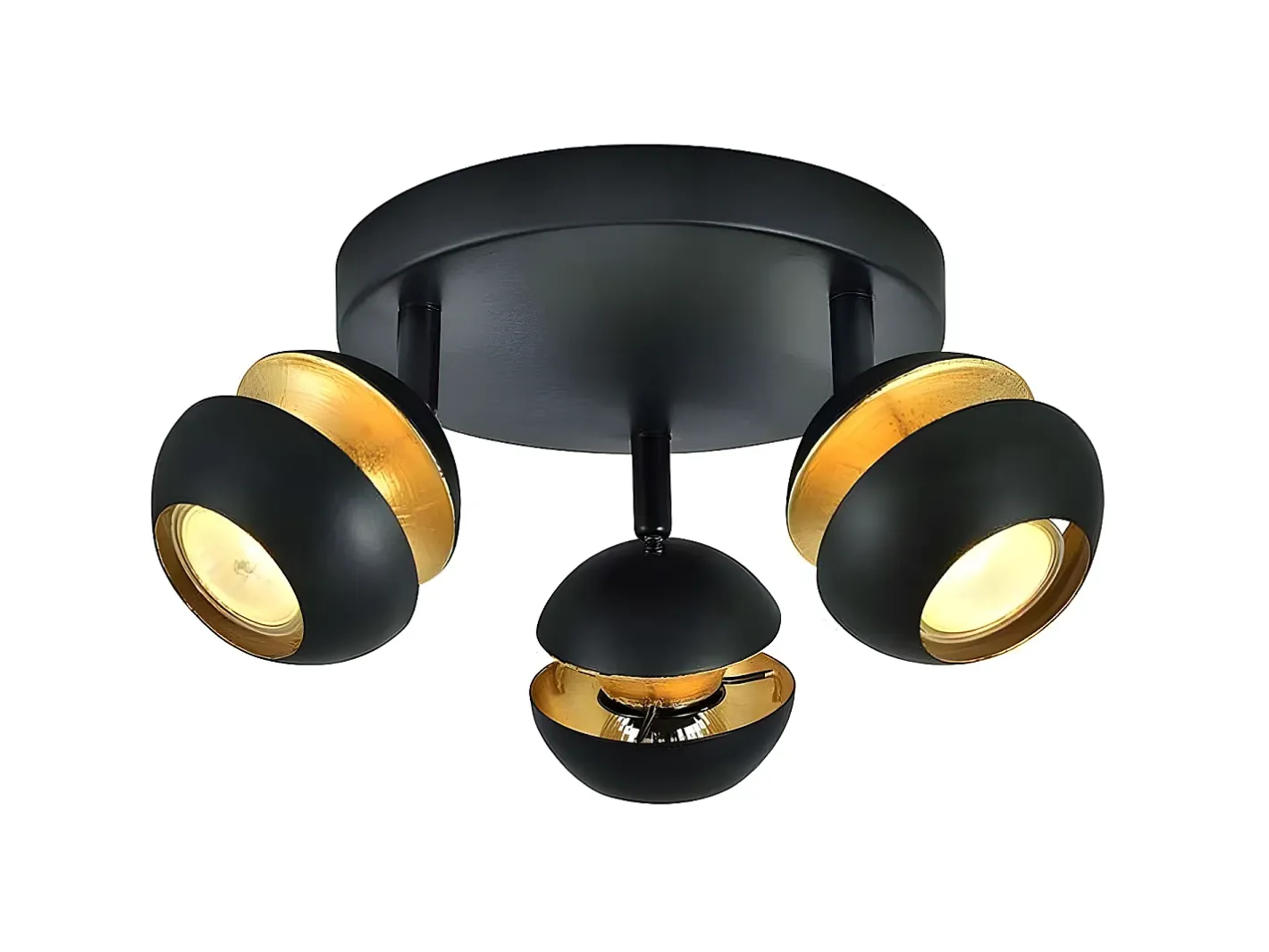 AKUNADECOR Plafon De 3 Focos Para Baño Modelo Beethoven /oro Negro Hot