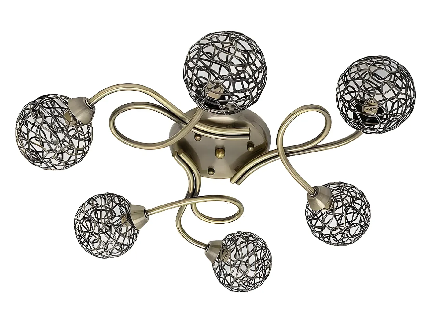 AKUNADECOR Plafon De 6 Luces Modelo Lyon Cuero Dorado Online