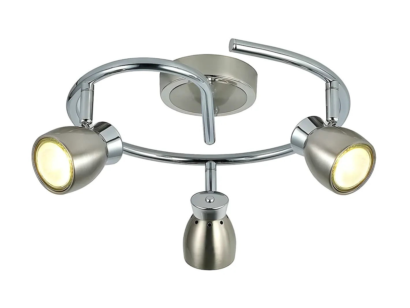 AKUNADECOR Plafón-Plafon Niquel Cromo De 3 Focos Orientables Para Baño Modelo Chacho Plateado