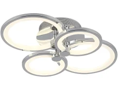 AKUNADECOR Plafon Sydney 76w 3000-4000-6500k Cromo 13,5x55x41 Cm 10260lm Regulable,memoria Y C.remoto Plateado New