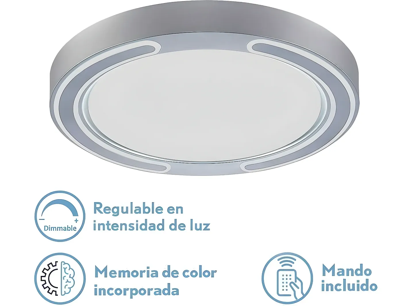 AKUNADECOR Plafón-Plafon 72w Asher Plata 3000-4000-6500k 5616lm 6x50x50cm Remoto+reg.int+memoria Plateado
