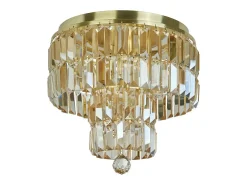 Plafoniera Classica Impero Acciaio Ottone Vetro 4 Luci E14 Camel New