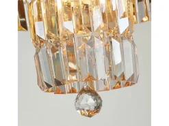 Plafoniera Classica Impero Acciaio Ottone Vetro 4 Luci E14 Camel New