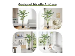 DripeX Planta artificial al aire libre con maceta, palmera 180 cm, 3 troncal y 18 hojas, decoración sala de estar dormitorio patio de la oficina del patio de la oficina Verde Discount