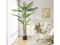 DripeX Planta artificial al aire libre con maceta, palmera 180 cm, 3 troncal y 18 hojas, decoración sala de estar dormitorio patio de la oficina del patio de la oficina Verde Discount