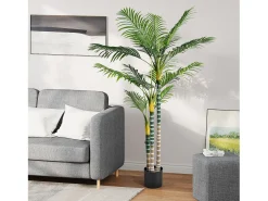 DripeX Planta artificial al aire libre con maceta, palmera 180 cm, 3 troncal y 18 hojas, decoración sala de estar dormitorio patio de la oficina del patio de la oficina Verde Discount