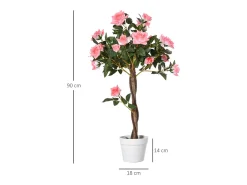 Clearance Planta artificial 90 cm, Decorativa en maceta, plástico, blanco (18x18x90 cm) Rosa