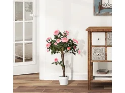Clearance Planta artificial 90 cm, Decorativa en maceta, plástico, blanco (18x18x90 cm) Rosa