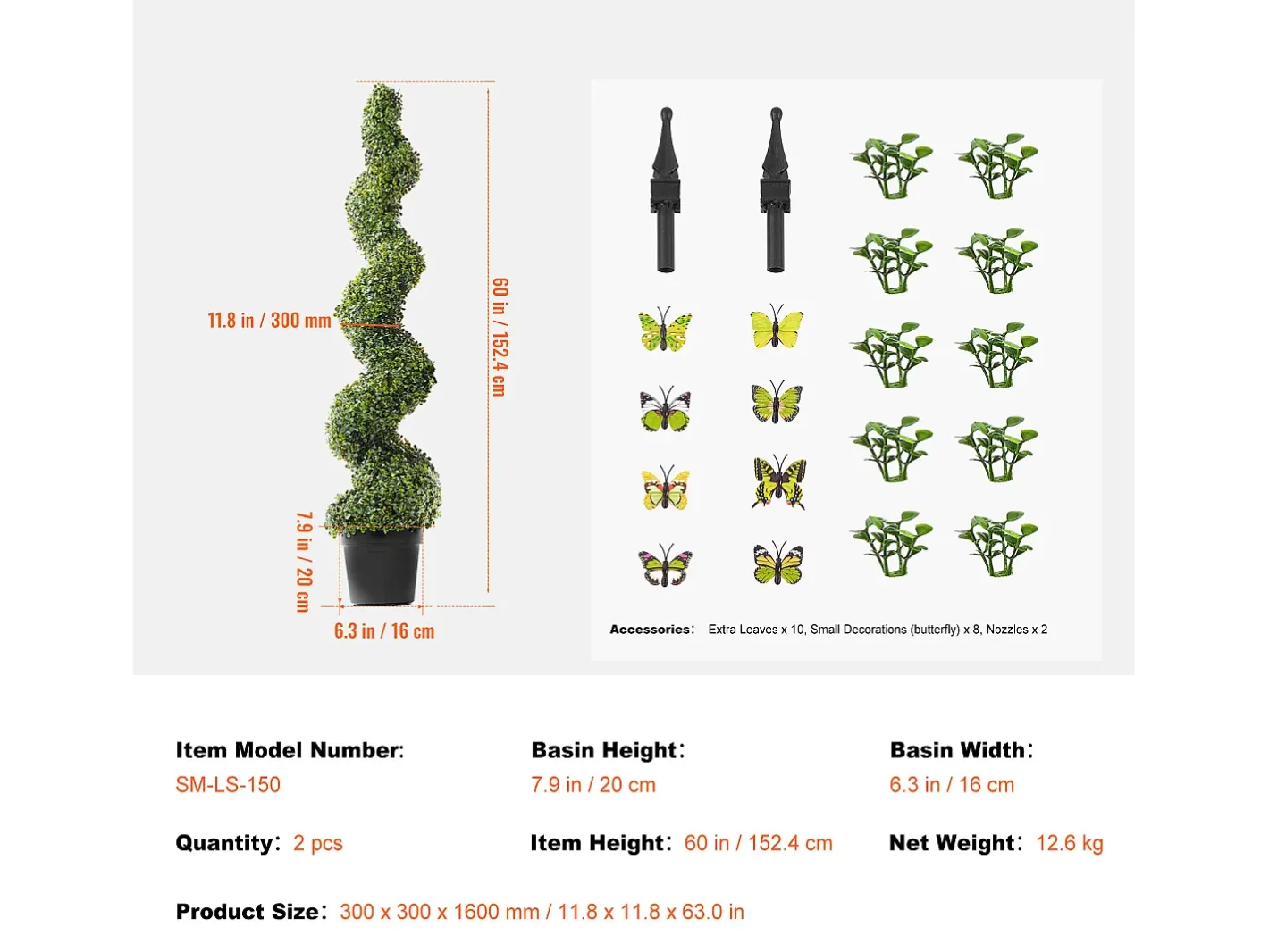 Planta Artificial, SucceBuy 150 cm Boj Artificial Topiario, Resistente a los Rayos UV, Decoraci贸n para el Hogar, 2 Unidades Verde New