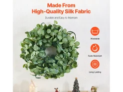 Discount Planta Artificial, SucceBuy Corona Artificial de 66,04 cm, Hojas de Eucalipto , para todo el Año Verde