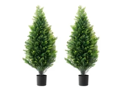 Planta Artificial-Planta Artificial, SucceBuy Paquete de 2 Árboles Topiarios Artificiales de Cedro de 91 cm Resistentes a los Rayos UV para Decoración Interior/Exterior Verde