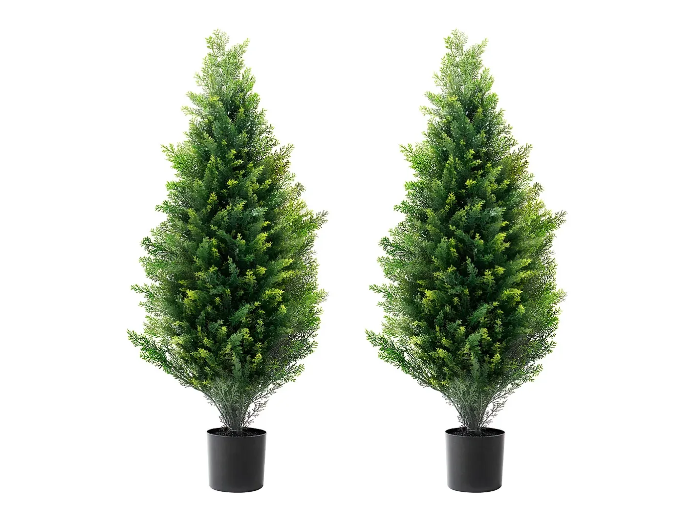 Planta Artificial-Planta Artificial, SucceBuy Paquete de 2 Árboles Topiarios Artificiales de Cedro de 91 cm Resistentes a los Rayos UV para Decoración Interior/Exterior Verde