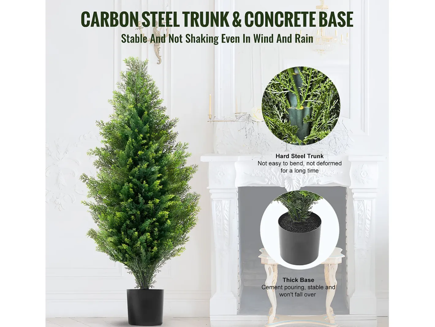Planta Artificial-Planta Artificial, SucceBuy Paquete de 2 Árboles Topiarios Artificiales de Cedro de 91 cm Resistentes a los Rayos UV para Decoración Interior/Exterior Verde