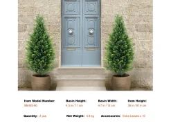 Planta Artificial-Planta Artificial, SucceBuy Paquete de 2 Árboles Topiarios Artificiales de Cedro de 91 cm Resistentes a los Rayos UV para Decoración Interior/Exterior Verde