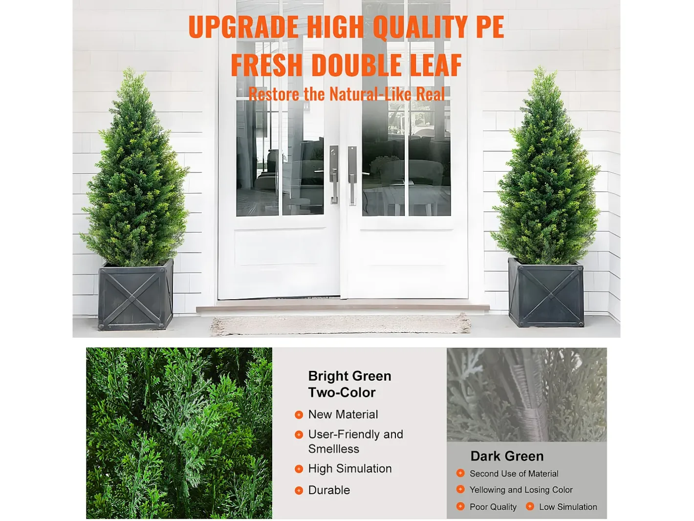 Planta Artificial-Planta Artificial, SucceBuy Paquete de 2 Árboles Topiarios Artificiales de Cedro de 91 cm Resistentes a los Rayos UV para Decoración Interior/Exterior Verde