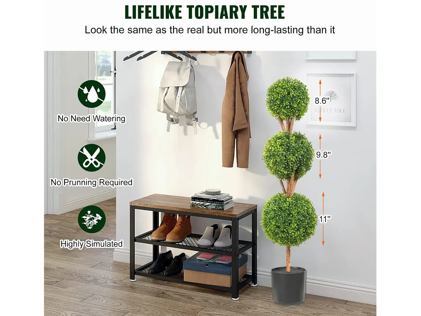 Sale Planta Artificial, SucceBuy Árbol Topiario Artificial de 120 cm, Planta Decorativa con Hojas Reemplazables Verde
