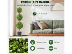 Sale Planta Artificial, SucceBuy Árbol Topiario Artificial de 120 cm, Planta Decorativa con Hojas Reemplazables Verde