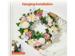 Planta Artificial-Planta Artificial, SucceBuy Corona Artificial de 61 cm (Peonías Blancas, Hortensias Amarillas y Rosas) Multicolor