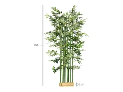 Clearance Planta de bambú artificial, 180 cm, en maceta de madera de pino, para interior y exterior, decorativa, (35 x 35 x 180 cm) Verde