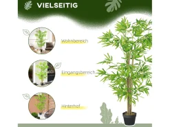 Planta de bambú artificial, 150 cm, con musgo artificial, plástico, (17x17x150 cm) Verde Hot
