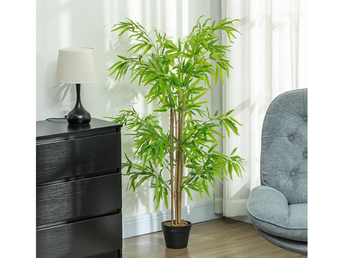 Planta de bambú artificial, 150 cm, con musgo artificial, plástico, (17x17x150 cm) Verde Hot
