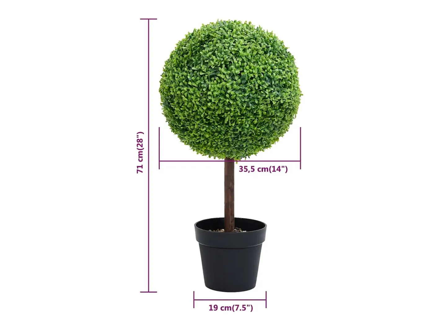 Planta Artificial-Planta de boj artificial con maceta en forma de bola 71 cm Verde