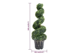 Planta Artificial-Planta de boj artificial en espiral con maceta de 100 cm Verde