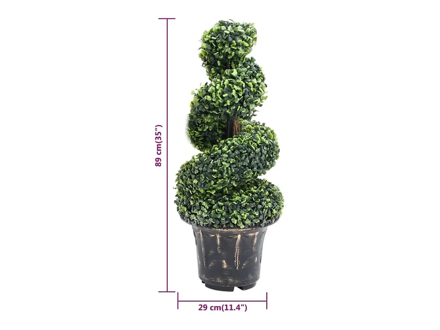 Planta de boj artificial en espiral con maceta de 89 cm Verde Sale