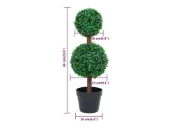 Planta Artificial-Planta de boj artificial con maceta forma esférica 60 cm Verde