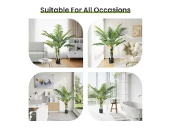 Outlet DripeX Planta artificial - palma en maceta H 120 cm - palma muy realista - 2 troncal y 15 sábanas - con maceta Verde