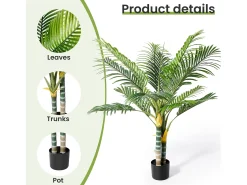 Outlet DripeX Planta artificial - palma en maceta H 120 cm - palma muy realista - 2 troncal y 15 sábanas - con maceta Verde
