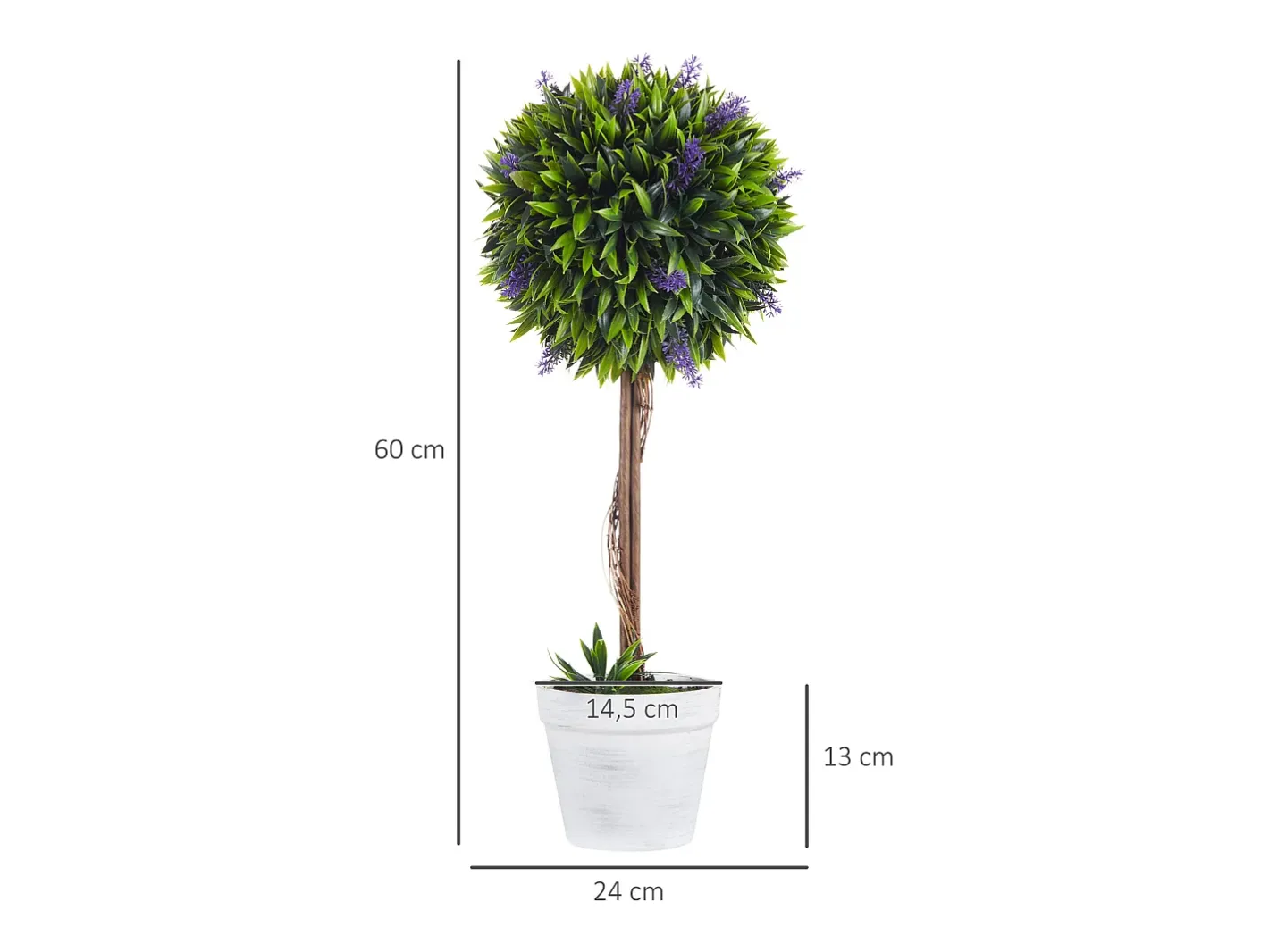 Planta Artificial-Plantas artificiales de lavanda, 2 piezas, con maceta y musgo artificial, 60 cm, (24 x 24 x 60 cm) Verde