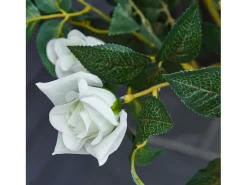 Plantas artificiales Rosas, plástico, verde, con maceta de cemento (18x18x90 cm) Blanco New