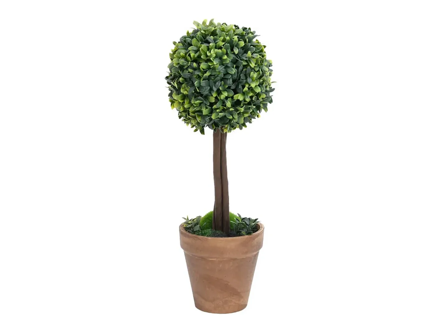 Planta Artificial-Plantas de Boj Artificiales 2 piezas con Macetas Bola 56 cm Verde
