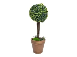 Planta Artificial-Plantas de Boj Artificiales 2 piezas con Macetas Bola 56 cm Verde