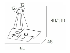 Lámpara Suspendida-Plate Sospensione 4 Luci Quadra Bianco Blanco