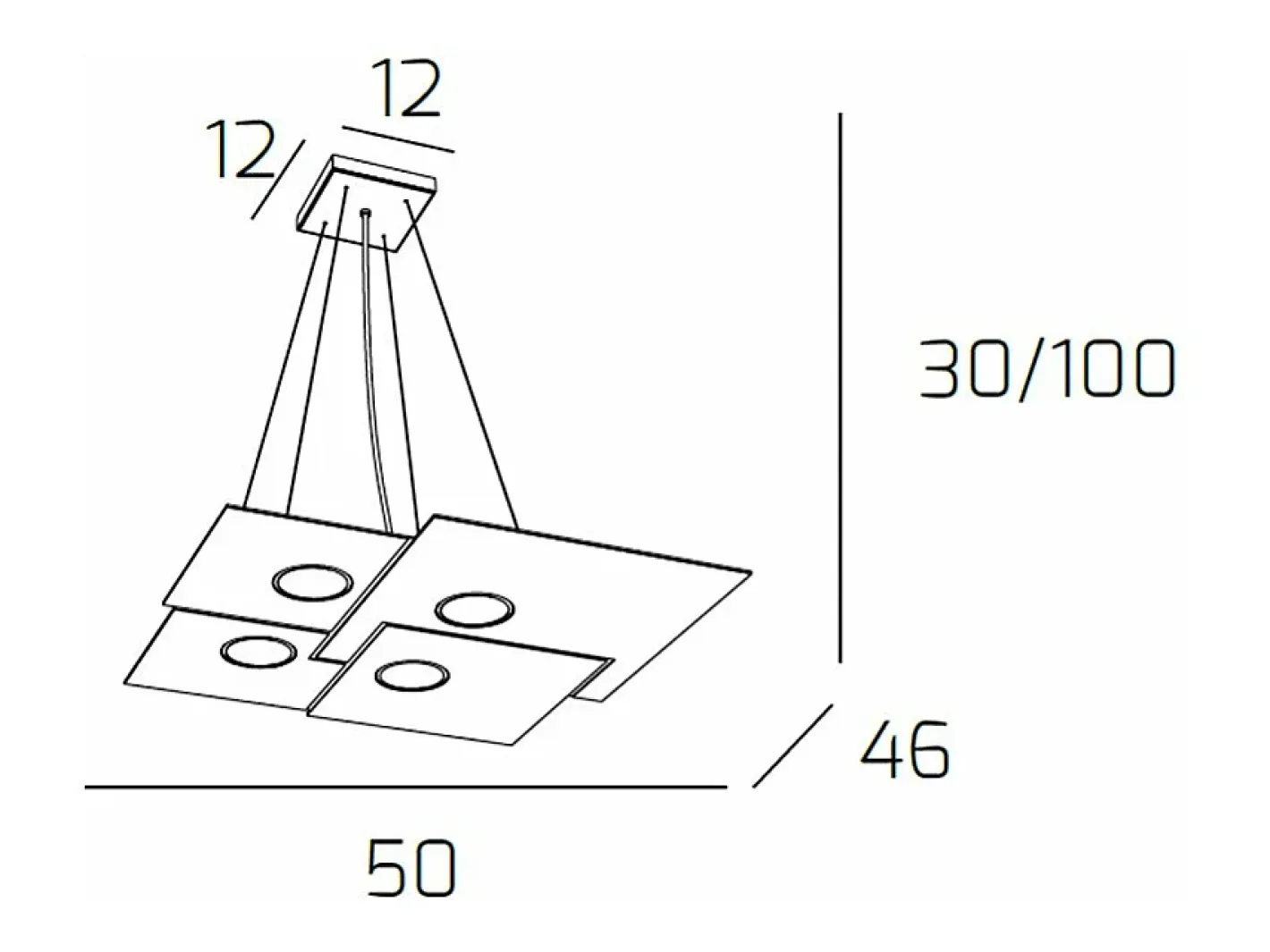 Online Plate Sospensione 4 Luci Quadra Sabbia Marru00f3n