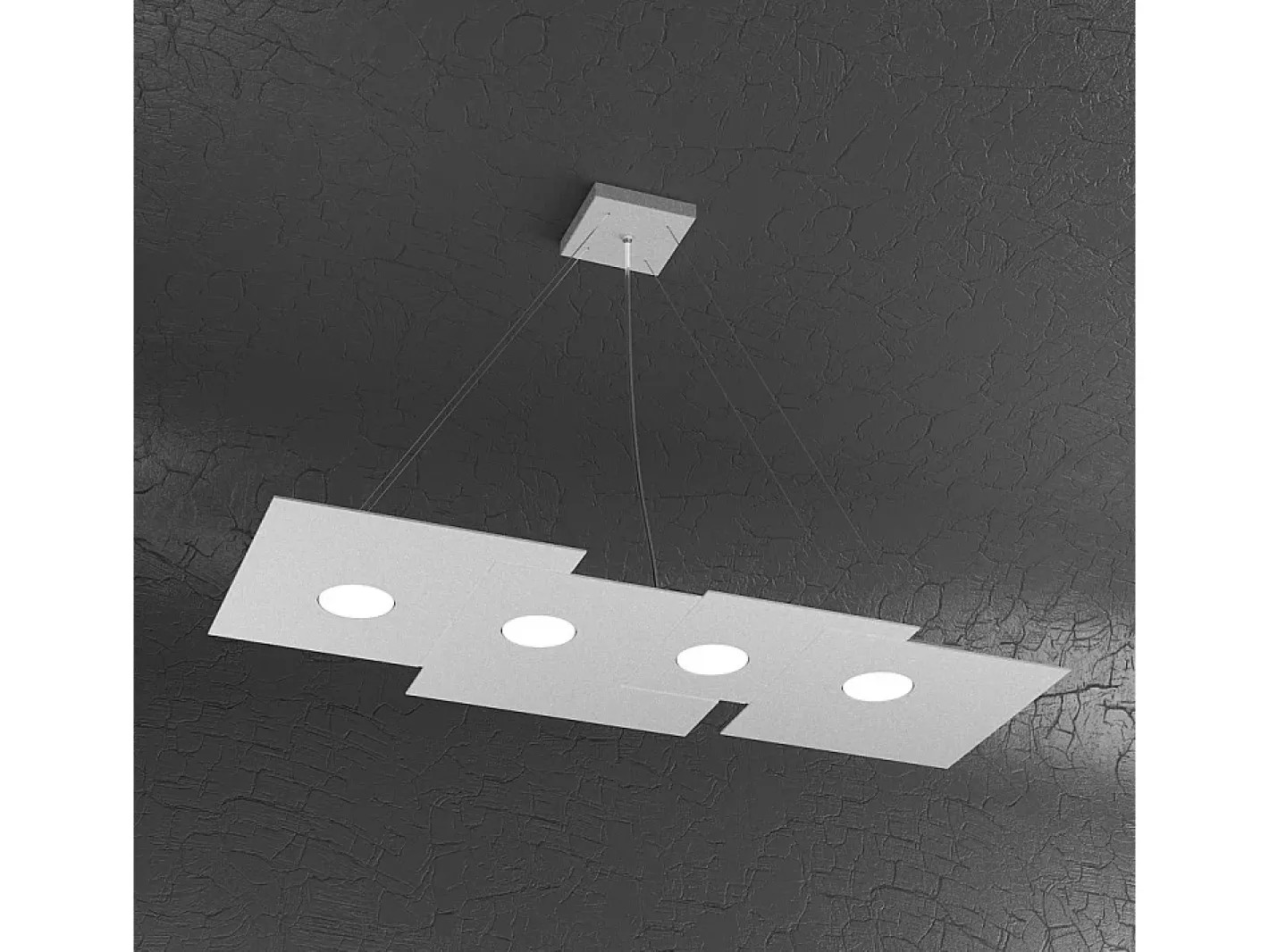 Lámpara Suspendida-Plate Sospensione 4 Luci Rettangolare Grigio Gris