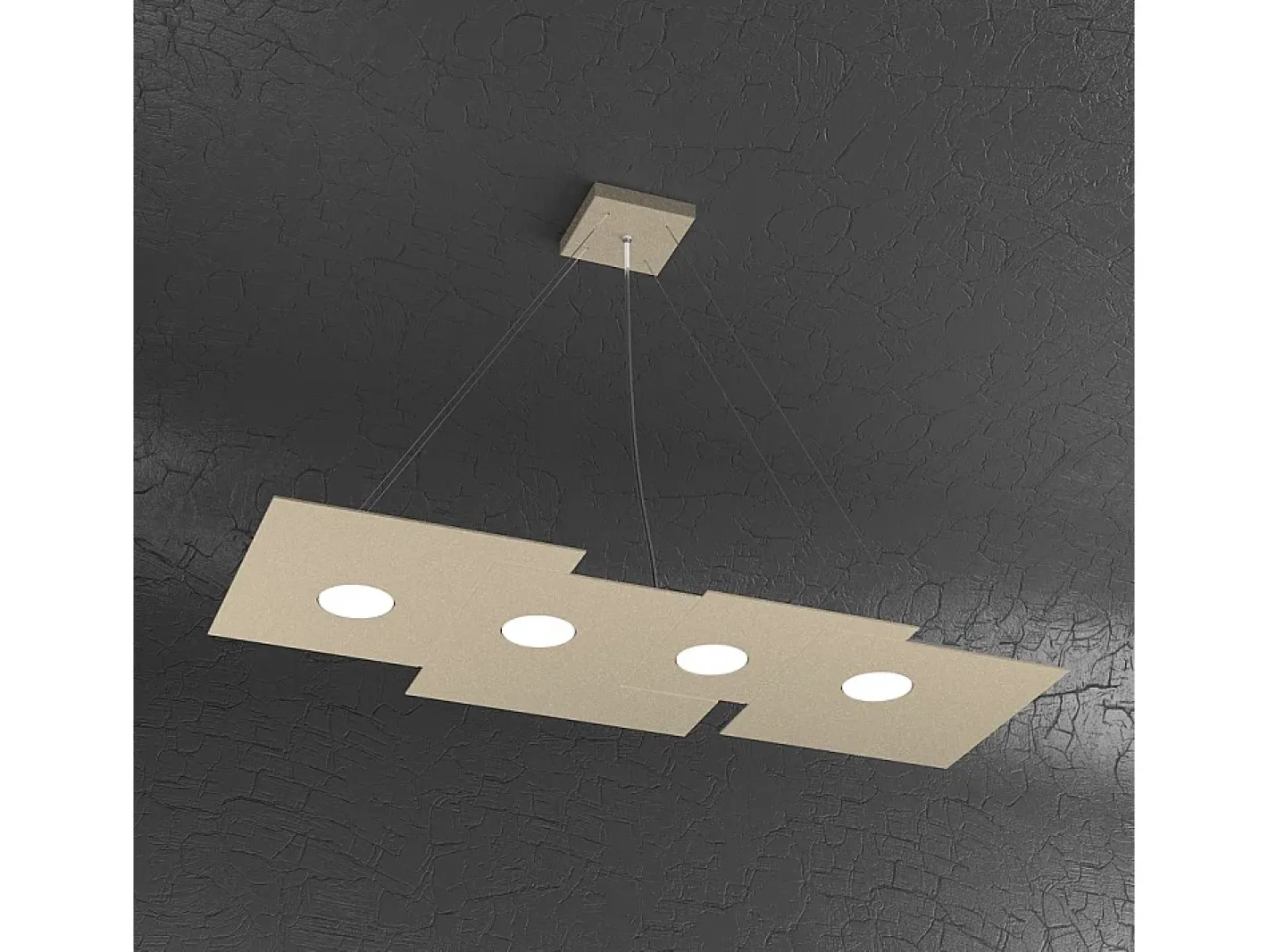 Outlet Plate Sospensione 4 Luci Rettangolare Sabbia Marru00f3n
